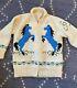 Vintage Blue Horse Cowichan Sweater Hand Knit Large 1950s 1960s Western