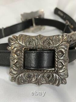 Vintage Brighton black leather poncho belt adjustable large year 1994