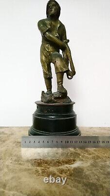 Vintage Bronze figurine Cowman Statue Figure Art Rare Antique Old 20th