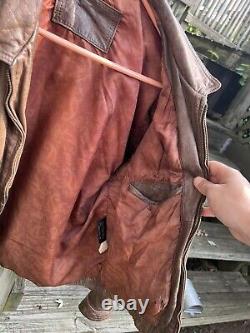 Vintage Brown Leather Bomber Jacket 60-70's Wonderful Condition