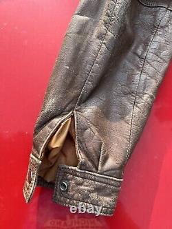 Vintage Brown Leather Bomber Jacket 60-70's Wonderful Condition