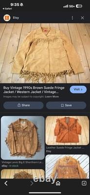 Vintage Brown Suede Fringe Leather Western Jacket 1990s Flawless S (Fit M or L)