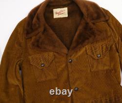 Vintage Buck Skein Brand Corduroy Chore Jacket Mens L Brown Fleece Lined Western