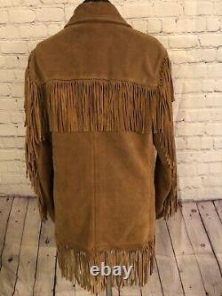 Vintage Buckskin Fringe Jacket Daniel Boon, Western, Suede, Large 40 Chest