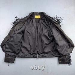 Vintage Buckskin Montana Jacket Black Leather Fringe Western Leather Cowboy 70s