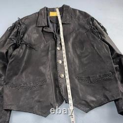 Vintage Buckskin Montana Jacket Black Leather Fringe Western Leather Cowboy 70s