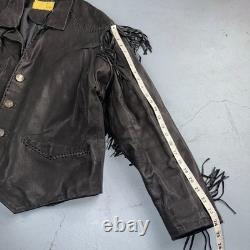 Vintage Buckskin Montana Jacket Black Leather Fringe Western Leather Cowboy 70s