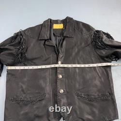 Vintage Buckskin Montana Jacket Black Leather Fringe Western Leather Cowboy 70s