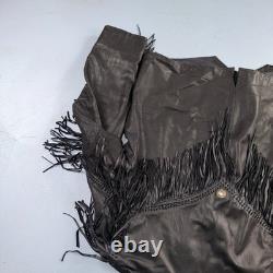 Vintage Buckskin Montana Jacket Black Leather Fringe Western Leather Cowboy 70s