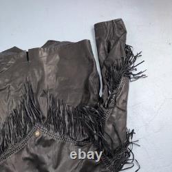Vintage Buckskin Montana Jacket Black Leather Fringe Western Leather Cowboy 70s