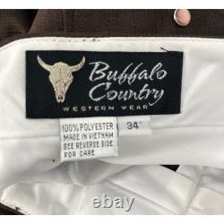 Vintage Buffalo Country Western Wear Brown 2 Piece Suit Pearl Snap Pants 42R 34