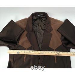 Vintage Buffalo Country Western Wear Brown 2 Piece Suit Pearl Snap Pants 42R 34