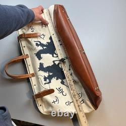 Vintage Canvas Duffel Bag Unisex Large Cream Western Cowboy Hand Painted 1993
