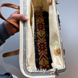 Vintage Canvas Duffel Bag Unisex Large Cream Western Cowboy Hand Painted 1993