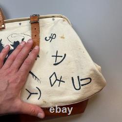 Vintage Canvas Duffel Bag Unisex Large Cream Western Cowboy Hand Painted 1993