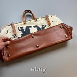 Vintage Canvas Duffel Bag Unisex Large Cream Western Cowboy Hand Painted 1993