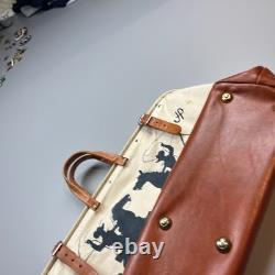 Vintage Canvas Duffel Bag Unisex Large Cream Western Cowboy Hand Painted 1993