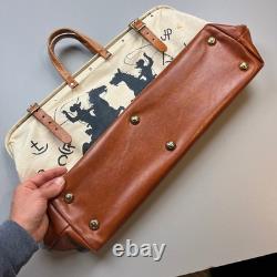 Vintage Canvas Duffel Bag Unisex Large Cream Western Cowboy Hand Painted 1993