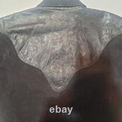 Vintage Carlos Falchi Tooled Leather Western Shirt Made in Italy Designer Rare