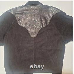 Vintage Carlos Falchi Tooled Leather Western Shirt Made in Italy Designer Rare