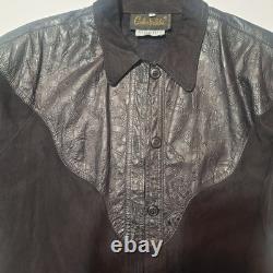 Vintage Carlos Falchi Tooled Leather Western Shirt Made in Italy Designer Rare
