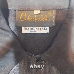 Vintage Carlos Falchi Tooled Leather Western Shirt Made in Italy Designer Rare