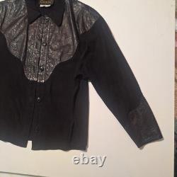 Vintage Carlos Falchi Tooled Leather Western Shirt Made in Italy Designer Rare