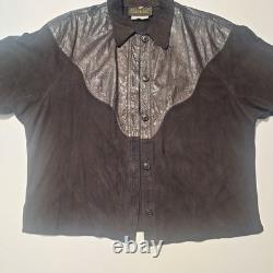 Vintage Carlos Falchi Tooled Leather Western Shirt Made in Italy Designer Rare