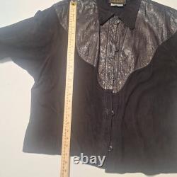 Vintage Carlos Falchi Tooled Leather Western Shirt Made in Italy Designer Rare