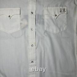 Vintage Chain Stitch Hand Embroidery Western Cowboy Pearl Snap Shirt Sz 16.5-35