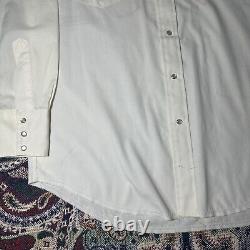 Vintage Chain Stitch Hand Embroidery Western Cowboy Pearl Snap Shirt Sz 16.5-35