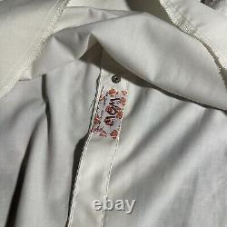 Vintage Chain Stitch Hand Embroidery Western Cowboy Pearl Snap Shirt Sz 16.5-35