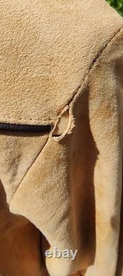 Vintage Char & Sher Designs Mens Western Pearl Button Suede Leather Shirt Sz 42