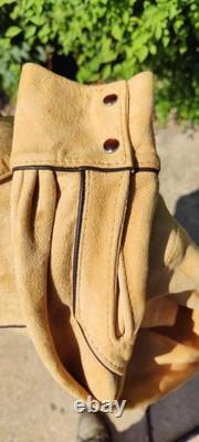 Vintage Char & Sher Designs Mens Western Pearl Button Suede Leather Shirt Sz 42