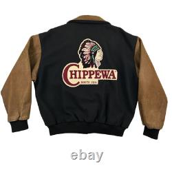 Vintage Chippewa Boots USA Varsity Jacket Mens Large Wool Leather Western
