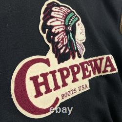 Vintage Chippewa Boots USA Varsity Jacket Mens Large Wool Leather Western