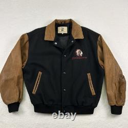 Vintage Chippewa Boots USA Varsity Jacket Mens Large Wool Leather Western