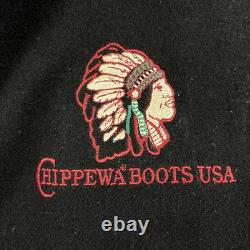 Vintage Chippewa Boots USA Varsity Jacket Mens Large Wool Leather Western