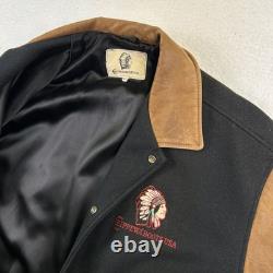 Vintage Chippewa Boots USA Varsity Jacket Mens Large Wool Leather Western