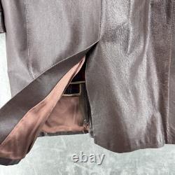 Vintage Coat Mens Large Wool Liner Leather Sawtooth Trench Western Belted Brown