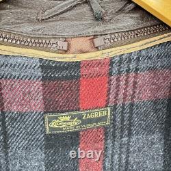 Vintage Coat Mens Large Wool Liner Leather Sawtooth Trench Western Belted Brown