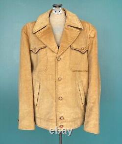 Vintage Corduroy Field Jacket 70s Western Chore Coat Size 10 12 Large XLarge