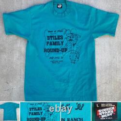 Vintage Cowboy Western T Shirt Stiles Family Round Up Echo Basin Ranch 1990s L