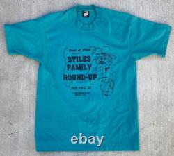 Vintage Cowboy Western T Shirt Stiles Family Round Up Echo Basin Ranch 1990s L
