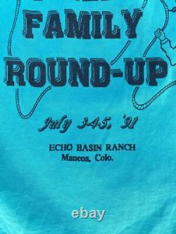 Vintage Cowboy Western T Shirt Stiles Family Round Up Echo Basin Ranch 1990s L