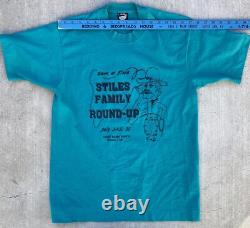 Vintage Cowboy Western T Shirt Stiles Family Round Up Echo Basin Ranch 1990s L