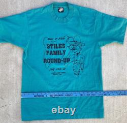 Vintage Cowboy Western T Shirt Stiles Family Round Up Echo Basin Ranch 1990s L