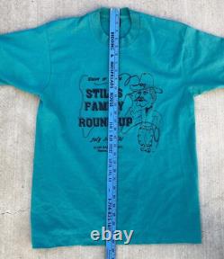 Vintage Cowboy Western T Shirt Stiles Family Round Up Echo Basin Ranch 1990s L