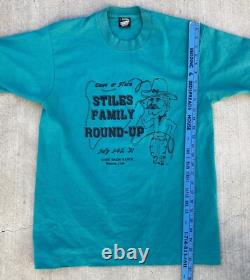 Vintage Cowboy Western T Shirt Stiles Family Round Up Echo Basin Ranch 1990s L