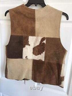 Vintage Cowhide Express Leather Vest Women's Size Large Brown Cowhide Western